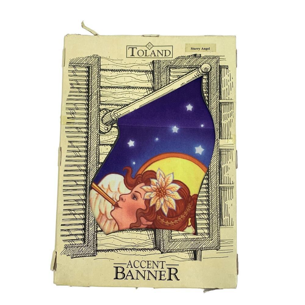 NOS Toland Winged Angel wi/Trumpet Accent Banner Flag Garden Holiday Christmas